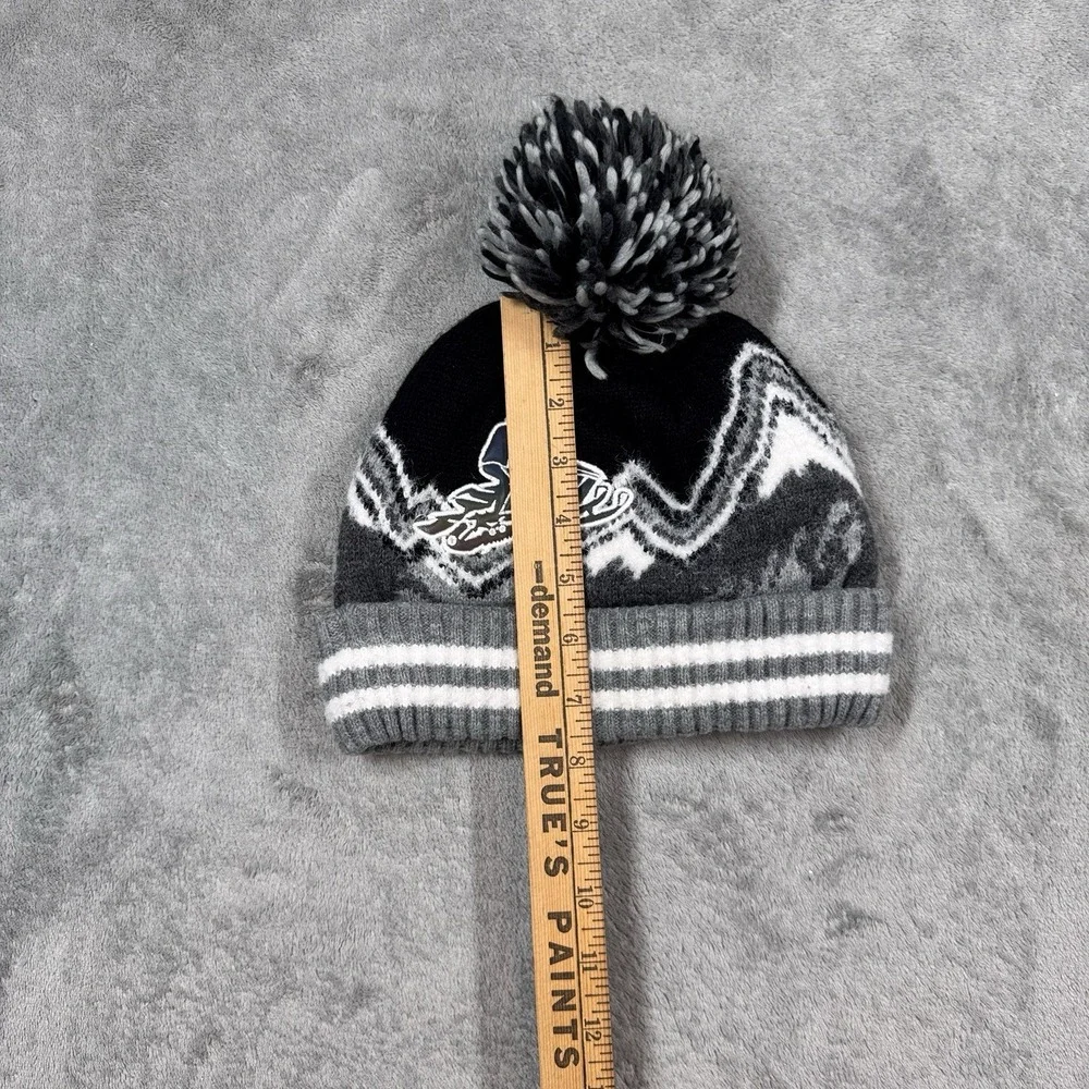 The Children's Place Kids L/XL Black Gray Mountain Pom Beanie Winter Ski Hat